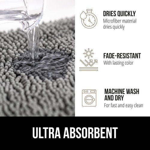 Gorilla Grip Bath Rug & Two-Way Sun Blocking Window Film - Machine Washable Gray Rug & Frosted Peel and Stick Film 11.8x78.7
