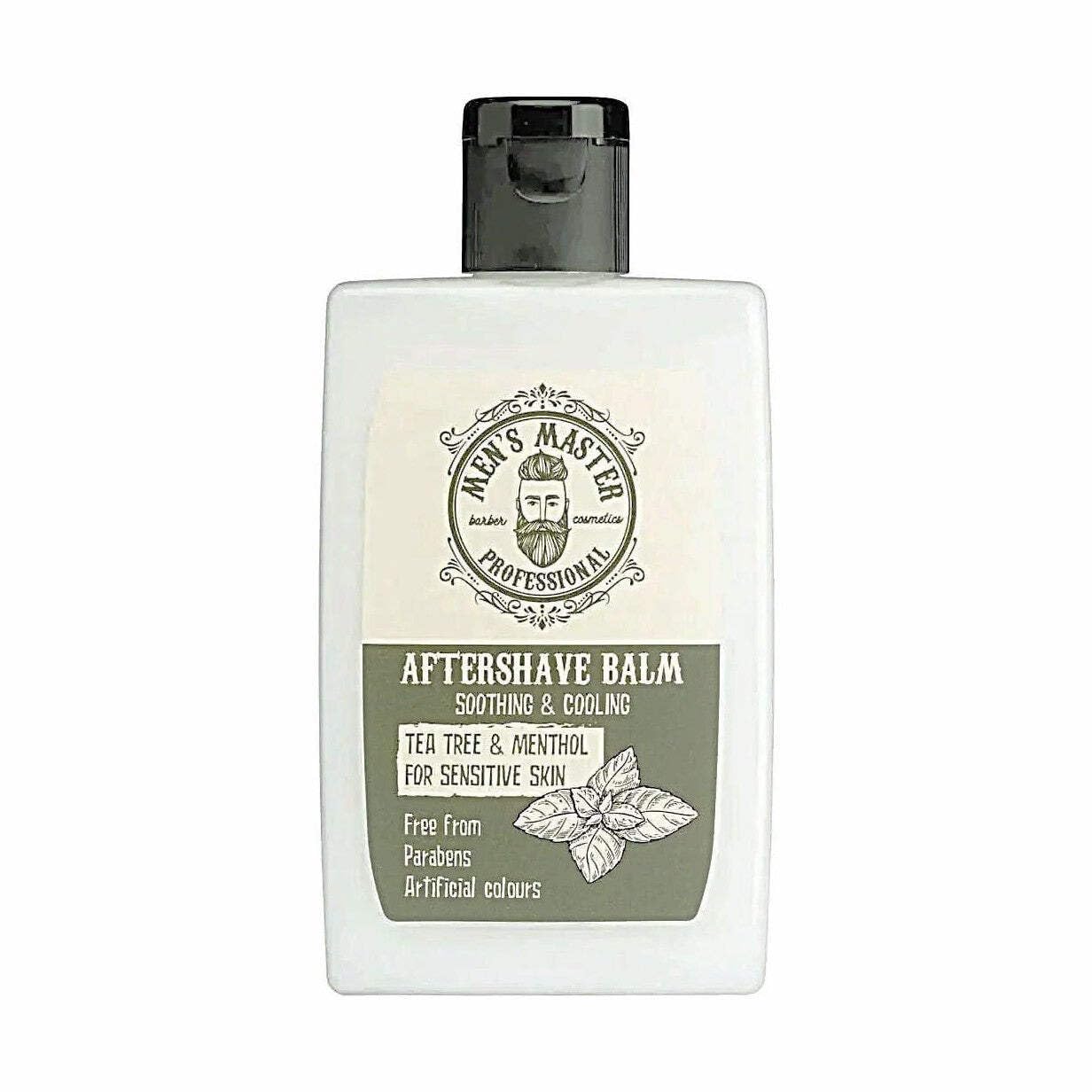 Soothing Aftershave Balm for Sensitive Skin"Tea tree and Menthol" Cosmetics for Men, Parabens FREE, 120 ml of Men's Master
