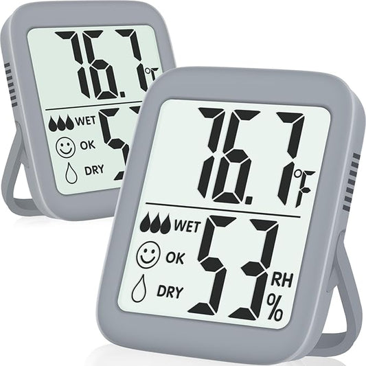 Antonki 2 Pack Room Thermometer for Home, Hygrometer Indoor Humidity Meter Gauge, Digital Temperature and Humidity Monitor Sensor for House, Terrarium, Incubator, Greenhouse - Battery Included