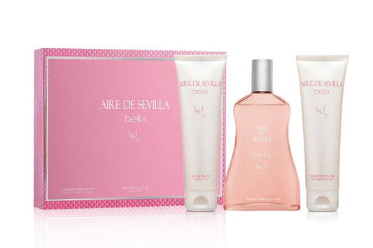 Instituto Español Aire de Sevilla Bella Gift Set for Women,Travel Size Eau de Toilette, Body Gel & Body Lotion (100 ml / 3.4 fl oz Each)
