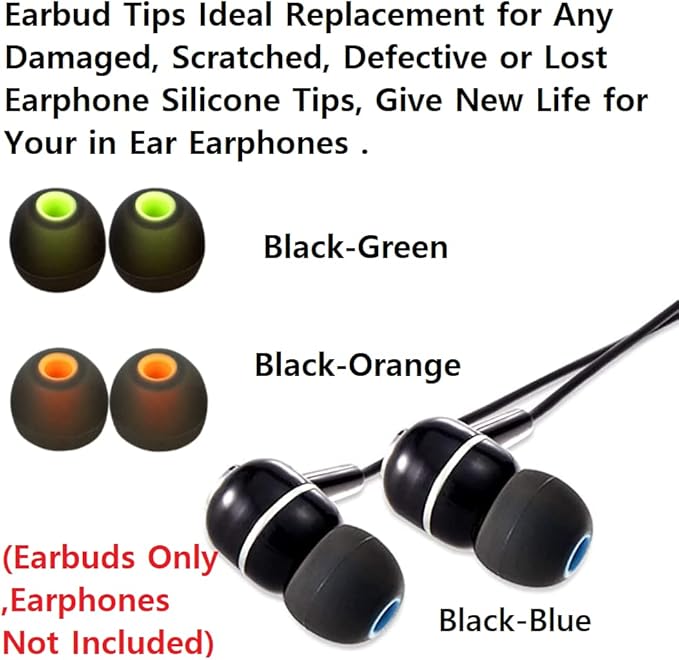 CYADCI Earbud Silicone Ear Tips Replacement Earbuds Gels for Popular In-Ear Headphones Other Inner Hole 3.8mm - 5.1mm 9 Pairs S/M/L