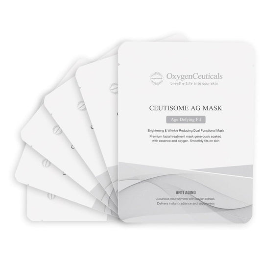 OxygenCeuticals Ceutisome AG Mask – Premium Anti-Aging Caviar Sheet Mask with Adenosine & Sodium Hyaluronate, Brightening & Wrinkle Care, Non-Irritating Hydrating Face Mask (6 Sheets/1 Box)