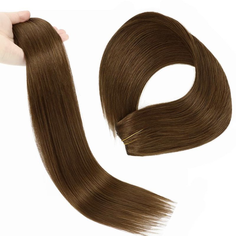 14 Inch Hair Extensions - Light Blonde to 613 Blonde Straight Human Hair With Transparent Fish Line Invisible Hairpiece - Hidden Wire