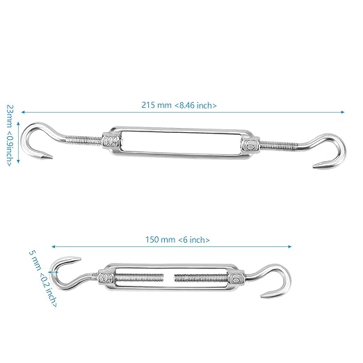 SEHOI 13 Pack M6 Turnbuckle Hook & Hook Turnbuckles, 304 Stainless Steel Turnbuckle, Heavy Duty Turnbuckle for Wire Rope Tension