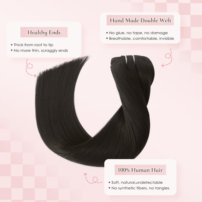 Hyssiet 14 Inch Clip in Real Human Hair Extensions,Dark Brown Remy Thick Invisible Straight Clip Hair,Seamless, 65 Gram 7 Pieces With 16 Clips,Perfect for Fine or Thinning Hair