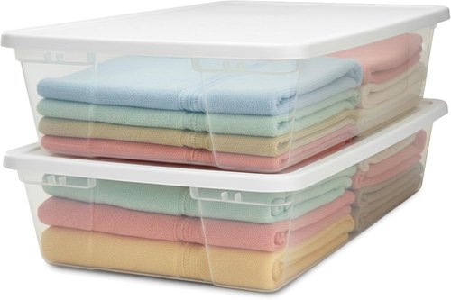 HOMZ Large Clear Plastic Storage Organizer Bins - 41 Quart Snaplock Containers with Lids | Stackable for Home & Office