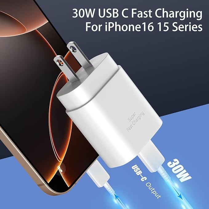 iPhone 17 16 15 Charger Fast Charging,30W USB C Charger Type C Charger Phone Chargers iPhone&10 Ft Long USB C to C Cable Fast Charging Cord for iPhone 17 Air/17 Pro/17 Pro Max/16 15 Pro Max Plus,iPad