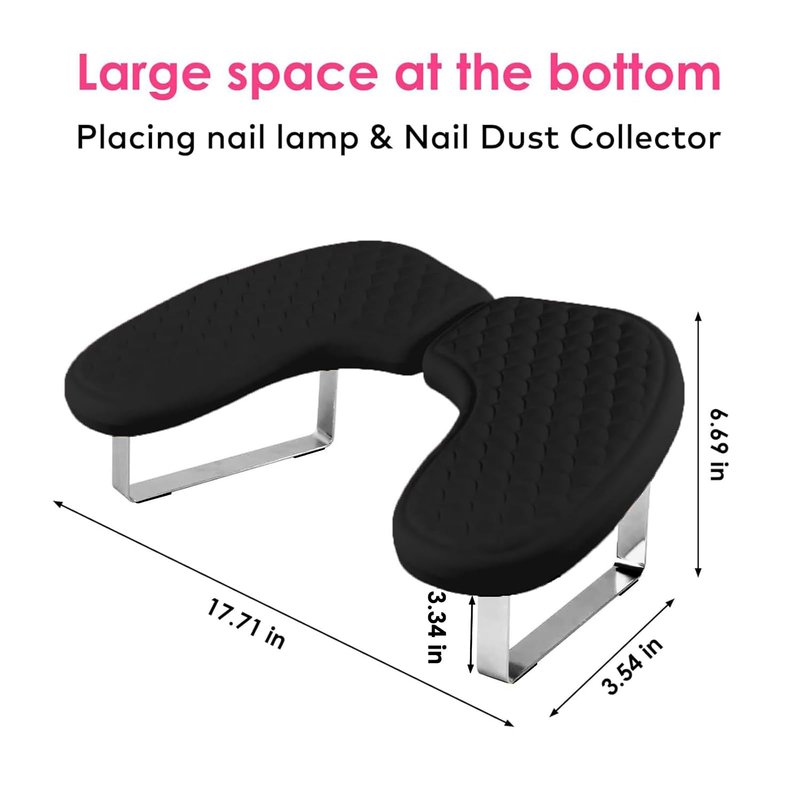 Arm Rest for Nails,U-shaped Manicure Nail Hand Rest Pillow Cushion,Foldable PU Leather Nail Tech Arm Rest for Nails Tech,Foot Hand Rest (Black)