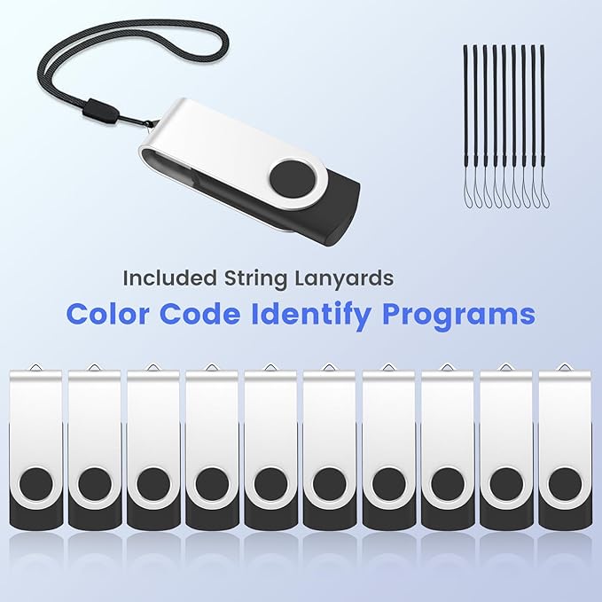 ABLAZE 128MB USB Flash Drive 100 Pack, USB 2.0 Thumb Drives with Lanyards Bulk Memory Sticks Pendrives 100PCS (Black)