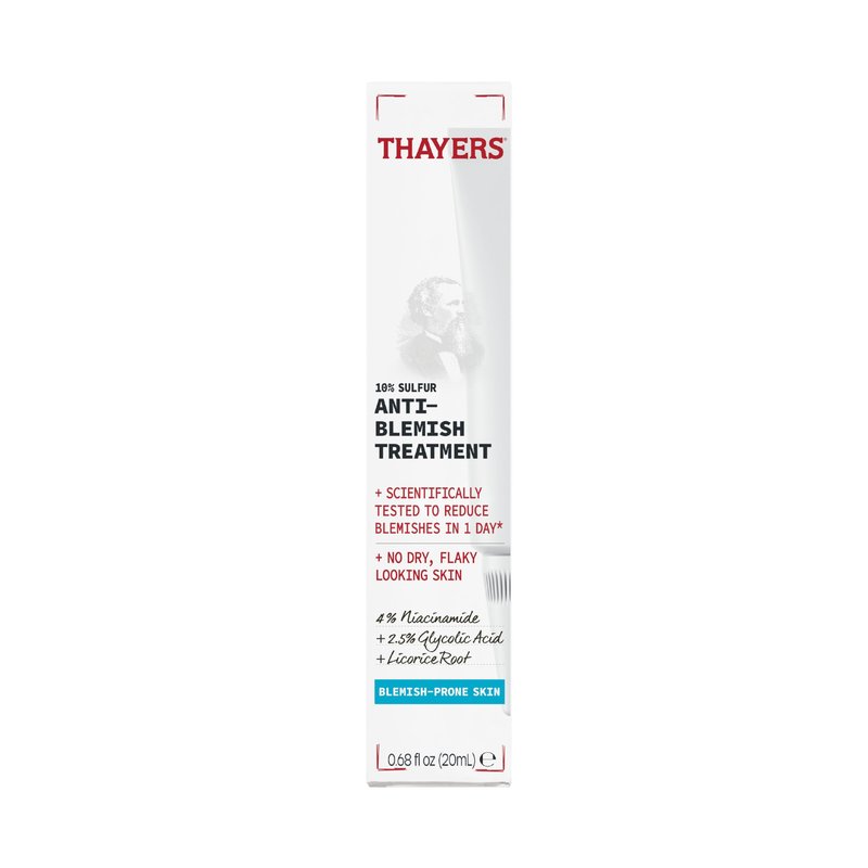 THAYERS Rapid Acne Treatment with 10% Sulfur, Sulfur Acne Treatment with Niacinamide and Glycolic Acid, Soothing and Non-Stripping Skin Care, 0.68 Fl Oz