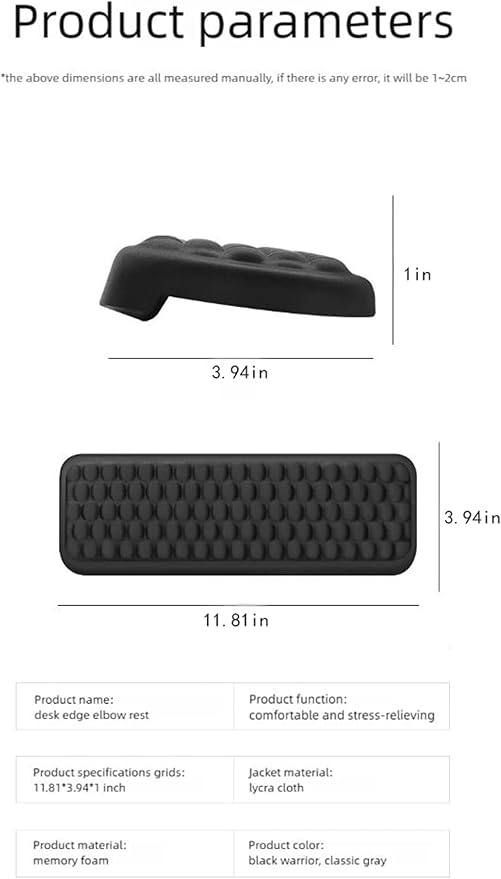 Arm Rest for Desk, L-Shaped Memory Foam Elbow Pads with Anti-Slip Base, Computer Desk Arm Rest Support Cushion, Arm Wrist Elbow Extender Protector for Home Office Gaming-2 PCs（Black）