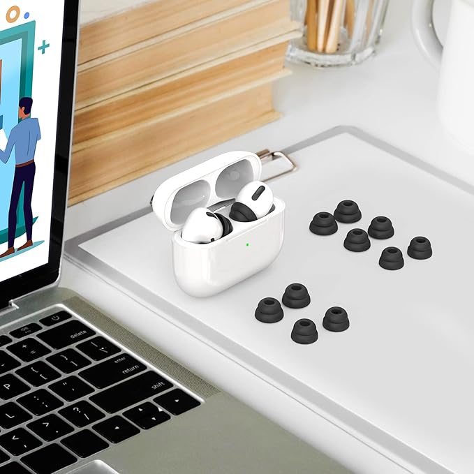 Delidigi for 6 Pairs AirPods Pro 2nd/1st Generation Ear Tips Replacement,Noise Reduction Silicone Earbuds Earplug Accessories Built-in Dust Guard Screen&Fit in The Charging Case S/M/L Size