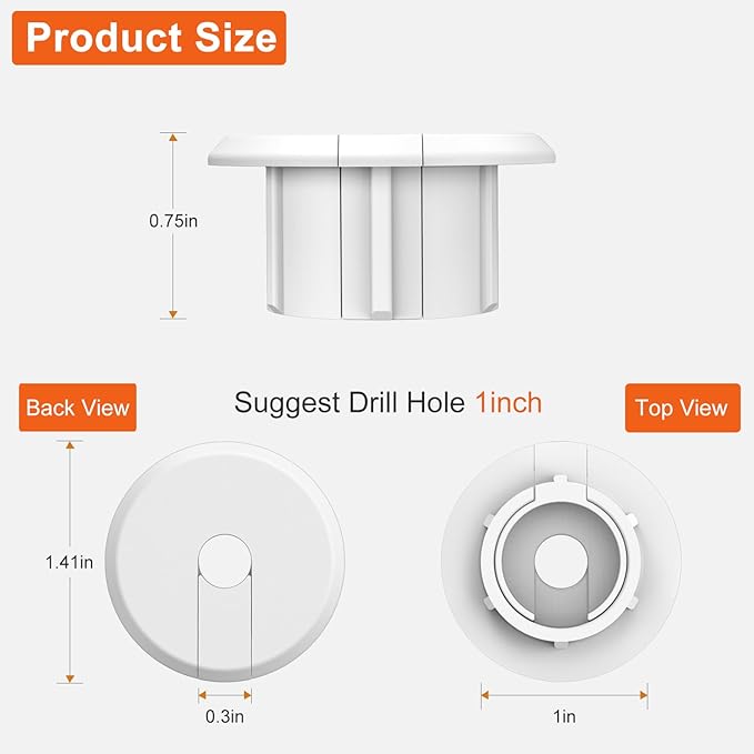 Sactulaz Wall Bushing Grommet for Starlink Dishy Router Ethernet adapter Cable, Starlink Cable Routing Kit Feed-Through for 1 inch Wall Hole and Furnitures Wire Hole (White, 1 Pack)