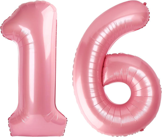 Skiennix Pastel Pink Number Balloon - 40 Inch Large Foil for 16th Birthday & Wedding Decor