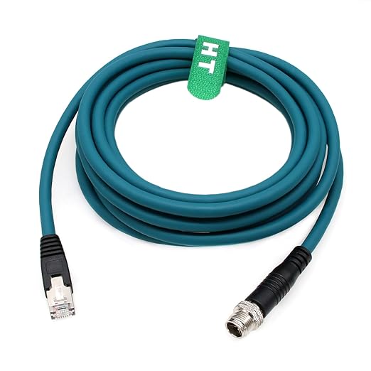 HangTon Ethernet Cable 8 Pin X-Coded M12 RJ45 for Keyence IV3 Baumer Datalogic Basler Cognex is 2000 9000 8000 DM 260 Vision Camera Sensor Reader 15M