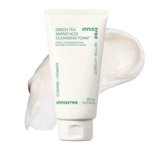 Innisfree Green Tea Amino Acid Cleansing Foam - Sulfate-Free Hydrating Face Wash | Gentle Lather, pH-Balanced Skincare