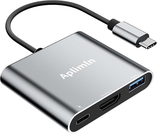 Aplimln USB C to HDMI Adapter, 4K@60Hz HDMI to USB-C Adapter with USBA 3.0 & 100W PD Port Multiport Digital AV Converter for MacBook Pro/Air, iPad, iPhone 15/16, Tablets, Switch, TV, Monitor and More