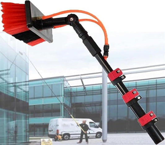 Window Cleaning Telescopic Pole, Window Cleaning Pole Water Fed Pole Kit for Cleaner Conservatory Roof Photovoltaic Panel Cleaning Extendable Solar Panel Roof Cleaning Tools,30cmBrush-9mRod