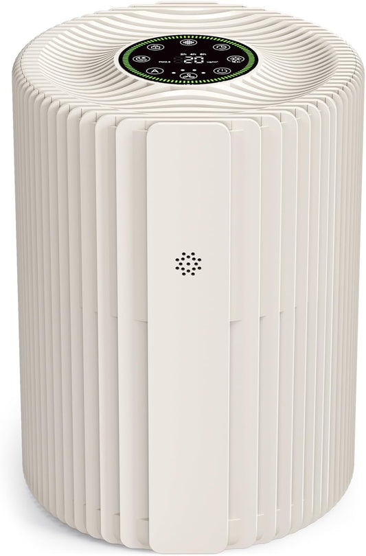 VOOPNU Air Purifier - 360° Air Intake & Outlet - Efficient for 1095 Sq. Ft - Beige Color