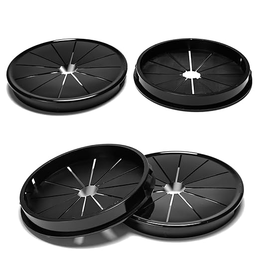 BOPOREAE 4 Pcs Cable Grommet, Snap Bushing 3-9/16" (90 mm) Mounting Diameter, Flexible Petal-Shaped Buckle Round Nylon Desk Grommet for Wires Through Countertop Cord Organizer and Protection, Black