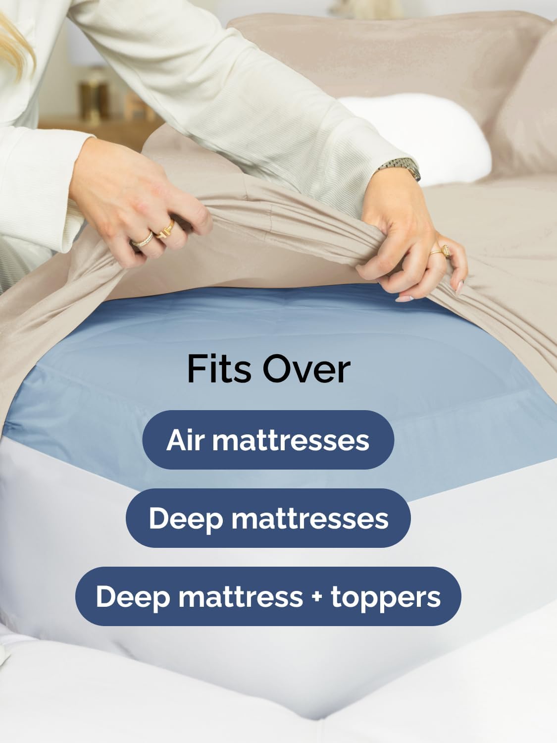Skiennix Extra Deep Split King Sheet Set - 7 Piece Breathable Cooling Bedding - Soft, Wrinkle-Free & Comfy - Wheat Color