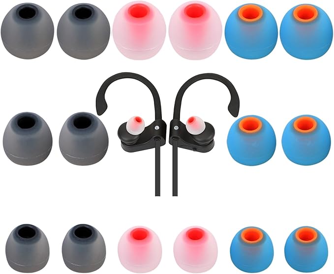 TSZYYM Earbud Tips Ear Bud Tips Soft Anti Slip Washable and Reusable Silicone Replacement Earbud Tips Fit Most in-Ear Earbuds(Inner Hole 3.8mm -5.1mm) 18pcs S M L