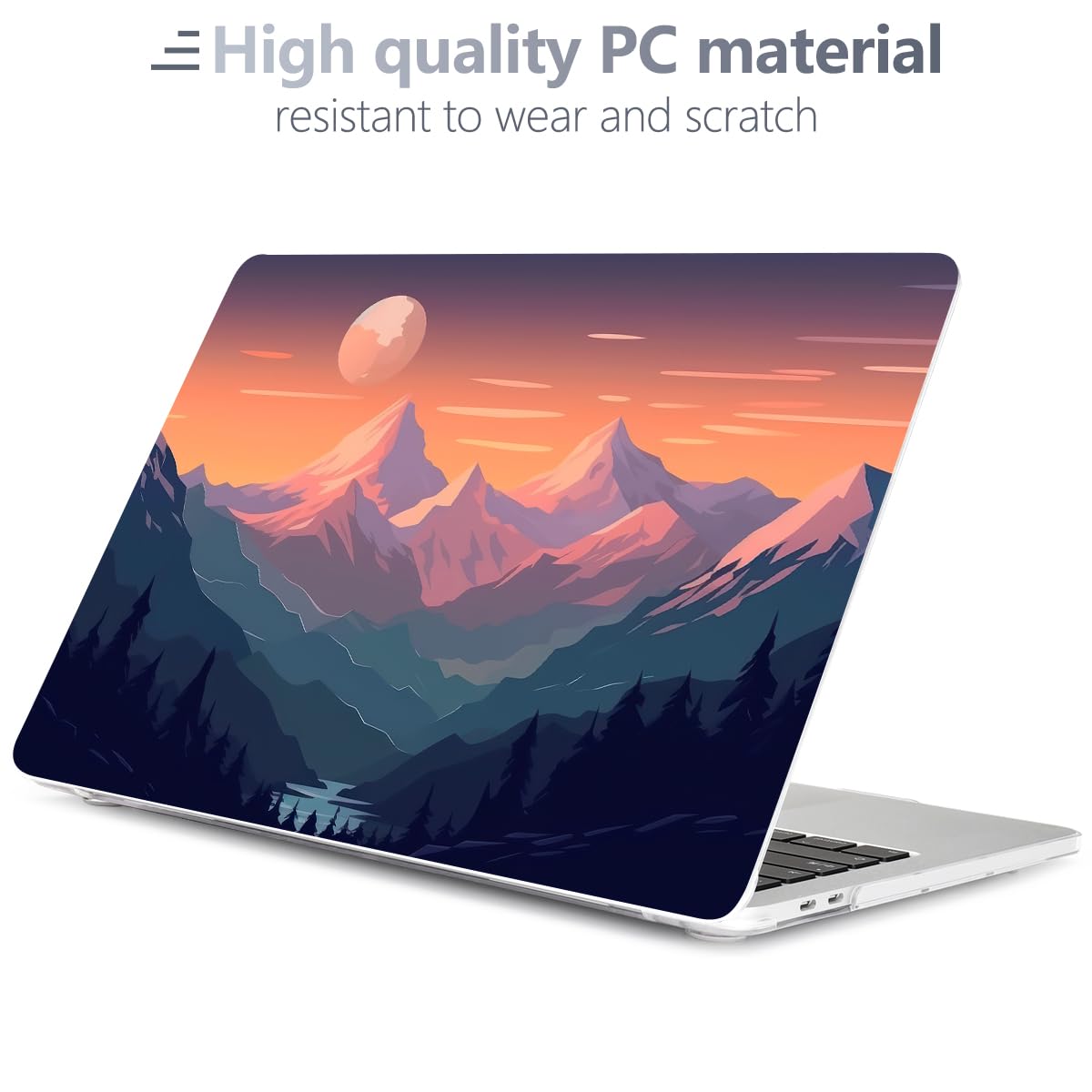 Batianda Design Case for M1 MacBook Air 13 Inch Model A2337 A2179 A1932 2021 2020 2019 Release,3D Painted Landscape Series Hard Shell with Keyboard Cover & Screen Protector, Sunset