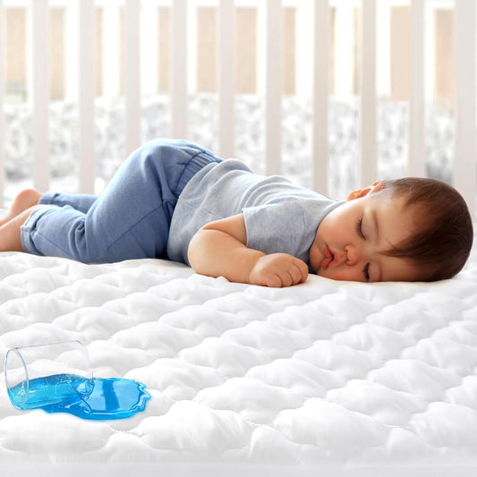 Skiennix Mini Crib Mattress Protector - Waterproof & Noiseless Fitted Pad Cover | 38" x 24" White