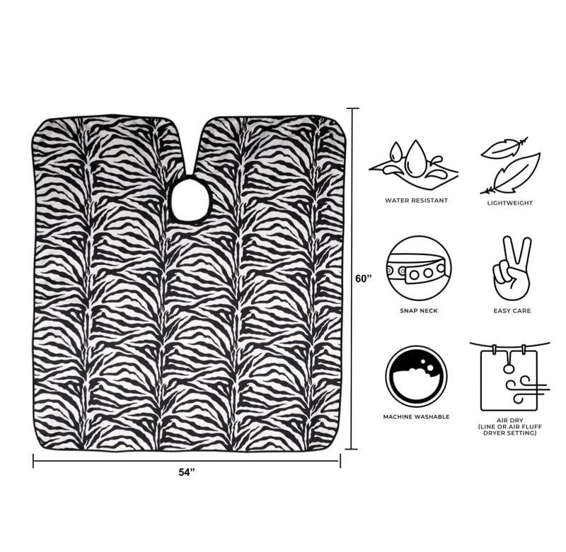 Cricket Zebra Hair Cutting Cape for Adults Professional Stylist Salon Barbershop Hairdresser Cape for Haircuts with Adjustable Snap Neck Closure