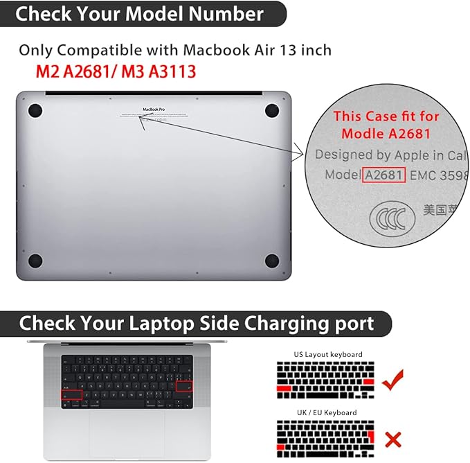 HOHAIYOO for 2026 2025 2024-2022 MacBook Air 13 inch Case M5 A3449 M4 A3240 M3 A3113 M2 A2681 with Touch ID& 13.6" Liquid Retina Display, Hard Shell&Keyboard Cover&Screen Film&Webcam Cover, Cute Puppy