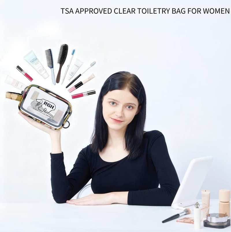 TSA Approved Clear Toiletry Bag for Travel | Durable Camo Organizer with 2 Compartments - Quart Size