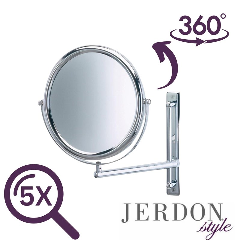 JERDON Two-Sided Wall-Mounted Makeup Mirror with 3X-1X Magnification –9” Diameter Mirror Extends 9” – Polished Chrome Finish - Model JP3030CF
