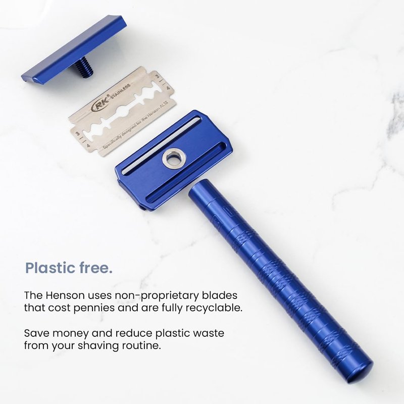 Henson Shaving Razor - Aluminum Double Edge Safety Razor with 5 Blades | 30° Precision Angle for Men & Women
