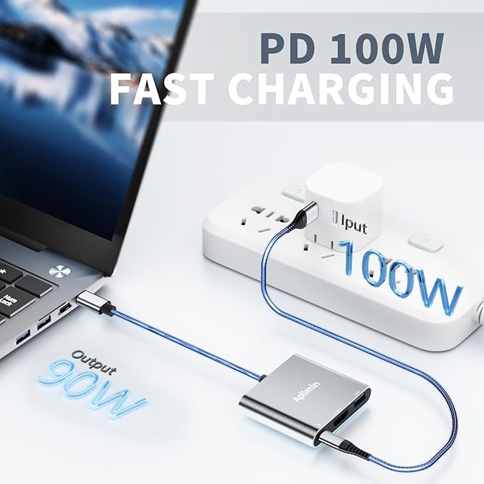 Aplimln USB C to HDMI Adapter, 4K@60Hz HDMI to USB-C Adapter with USBA 3.0 & 100W PD Port Multiport Digital AV Converter for MacBook Pro/Air, iPad, iPhone 15/16, Tablets, Switch, TV, Monitor and More