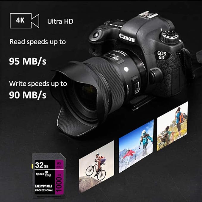 BOYMXU Professional 32GB Class 10 U3 Memory Card - Compatible with Computers, Cameras & Camcorders - Up to 95MB/s Read Speed - Purple/Black