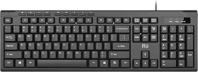 Rii RK907 Ultra-Slim Compact USB Wired Keyboard for Mac and PC,Windows 10/8 / 7 / Vista/XP(Black) (10-PCS)