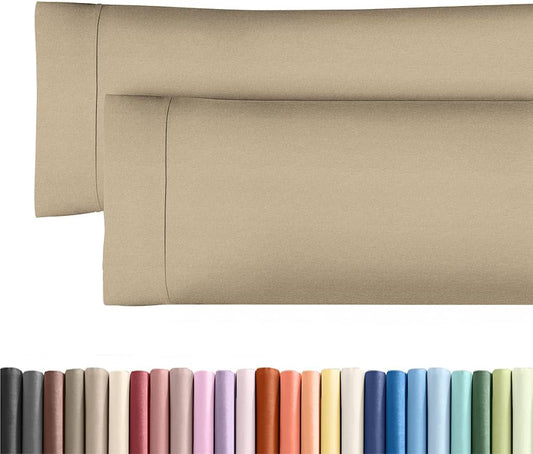 Skiennix Body Pillowcases Set of 2 | Soft 20x54 Long Pillow Covers for Side Sleepers - Wrinkle-Free, Machine Washable in Heathered Beige