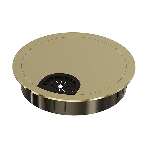 Skweawert Desk Grommet 2-1/8 Inch 53mm, Zinc Alloy Computer Desk Wire Hole Cover, Office Desktop Cord Cable Hole Metal Ring, Bronze Tone