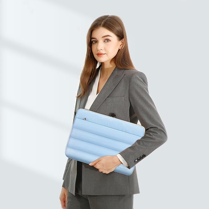 MOSISO Laptop Case 13.3 inch,13-13.3 inch Puffy Laptop Sleeve Compatible with MacBook Neo/Air 13.6 M5 M4 M3 M2 M1/Pro 13/14,HP Dell ASUS Lenovo,Polyester Horizontal Bag with Small Case, Air Blue