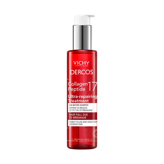Dercos Collagen Peptide 17 Ultra-Repairing Treatment, 150ml, Anti Hair Fall Pre-Shampoo Bond Repair Hair Treatment, Strengthens, Reduces Breakage, Preps & Protects