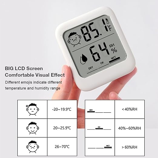 HATUSOKU Digital Thermometer and Hygrometer with Comfort Face Display, Hygrometer, Stand, Magnet, Hanging, Simple, Infectious Disease Prevention, Heat Stroke Prevention (Simple, No Clock)