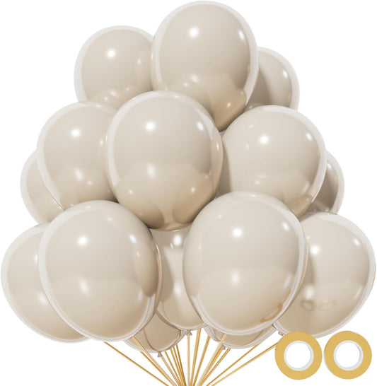 Skiennix 12-Inch Sand White Latex Balloons - 110 Pack for Birthday Parties & Baby Showers