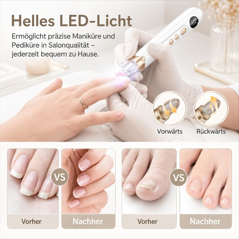 Electric Nail File Set - Professional Manicure Pedicure Kit | 5-Speed Hand & Foot Care Tool for Thick Nails