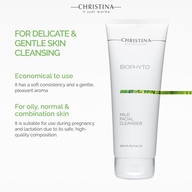 Biophyto Mild Facial Cleanser - Soapless Gentle Face Wash with Green Tea & Cucumber Extracts | 250 ml for All Skin Types