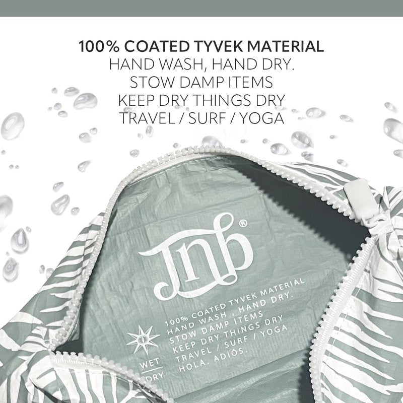 JNB 100% Coated Tyvek Material Palm Leaves Design Beach Pouch, Waterproof Pouch for Beach, Makeup Pouch, Wet Dry Bag, Sag03
