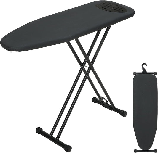 RAINHOL Ironing Board - Compact Full-Size Design with Iron Rest & Heat-Resistant Pad | 43x13 Inches, Black