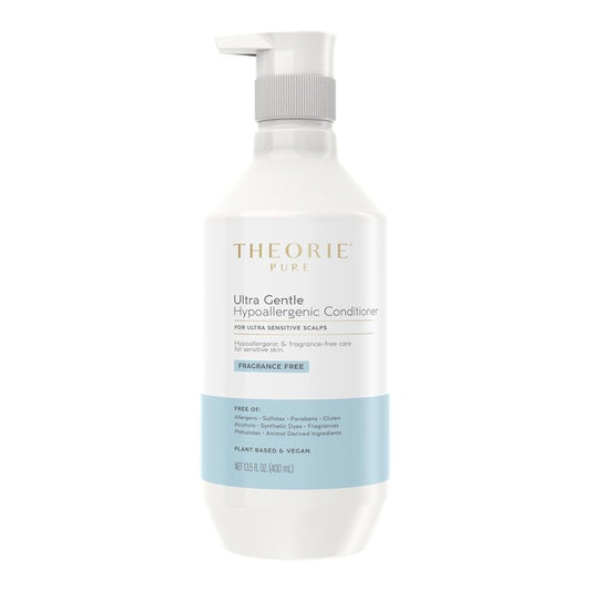 Theorie Pure Ultra Gentle Hypoallergenic Conditioner - Vegan, Plant-Based Formula for Itchy Skin | Fragrance-Free, 400mL Pump Bottle