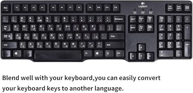 2PCS Hebrew Keyboard Stickers, Hebrew-English Keyboard Letters Replacement Sticker White Font on Black Background for Computer Laptop Notebook Desktop, Matte Keyboard Alphabet Stickers