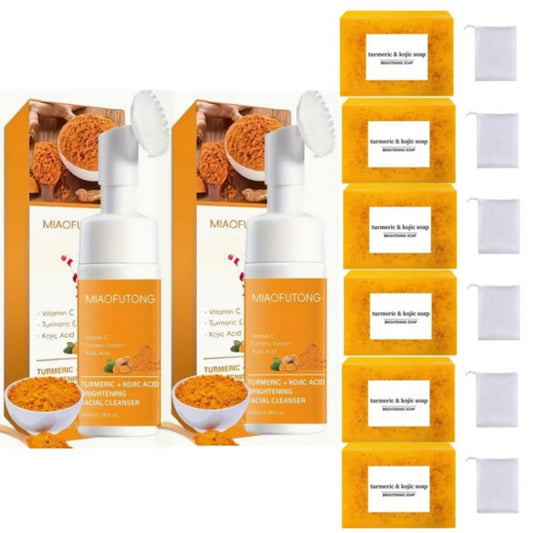 Lemon Turmeric Soap Wash and Care 8Piece Set Facial Cleanser & Soap Bar,Face & Body Cleanser, Face Wash and Natural Handmade for All Skin Types Bring a Bubble