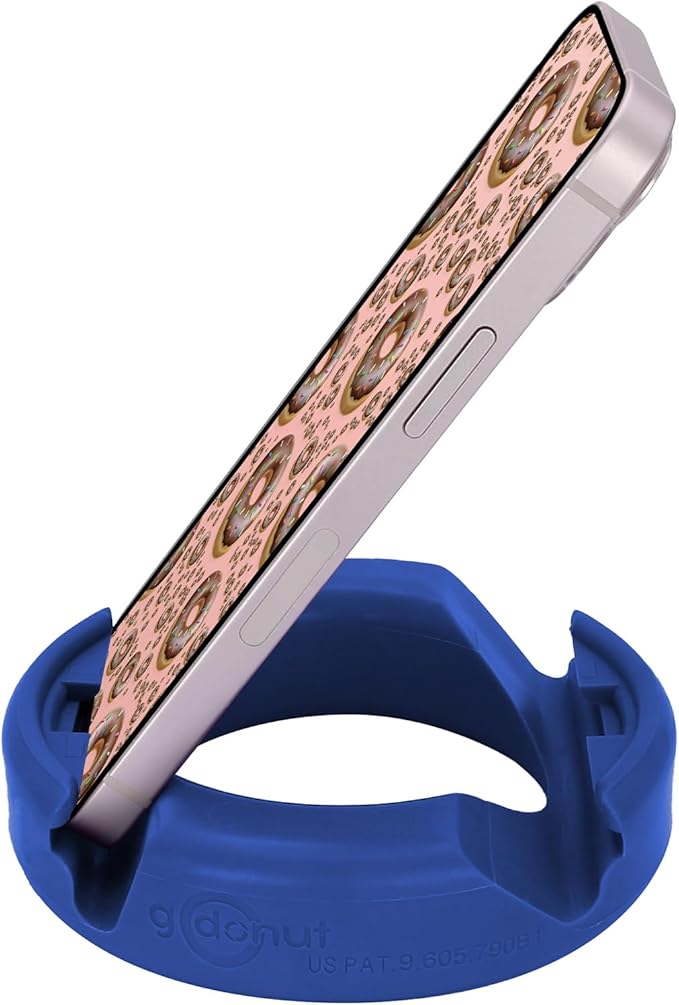 GoDonut Original – Phone and Tablet Stand – Compatible with Devices UP to 0.5" Thick Including Protective Cases - for use at Work, at Home, Travel and on-the-go - Blue